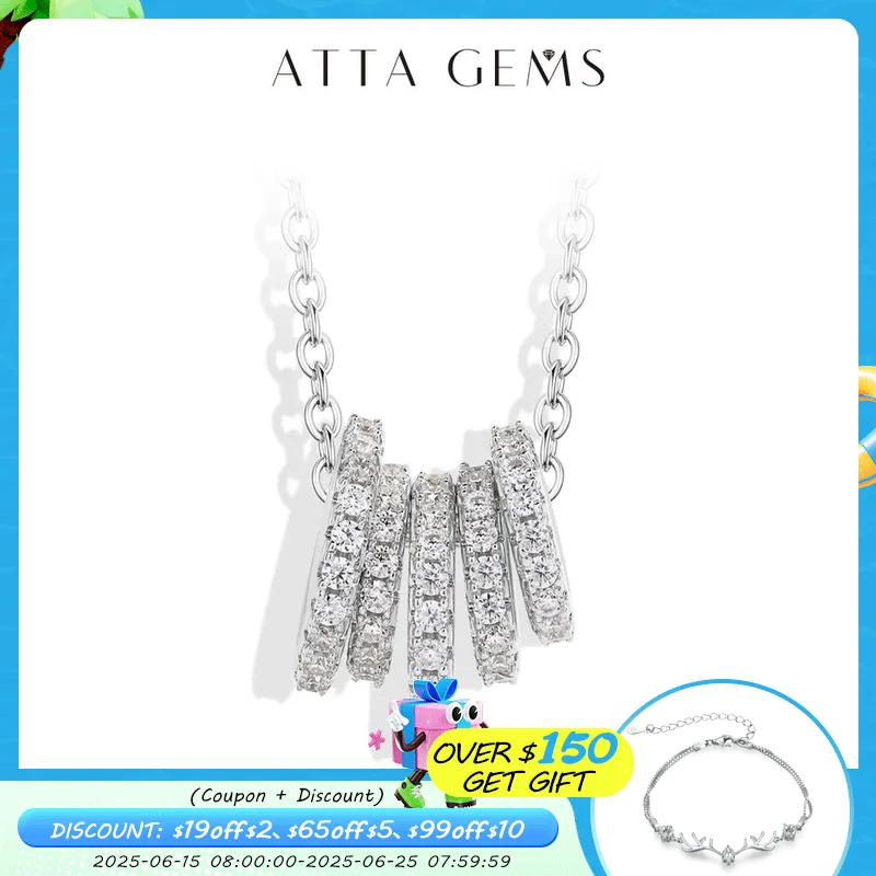 ATTAGEMS Circle Loop Moissanite Necklace S925 Silver for Women D VVS1 Lab Diamond Engagement Party Moissanite Jewelry Adjustable
ATTAGEMS Circle Loop Moissanite Necklace S925 Silver for Women D VVS1 Lab Diamond Engagement Party Moissanite Jewelry Adjustable