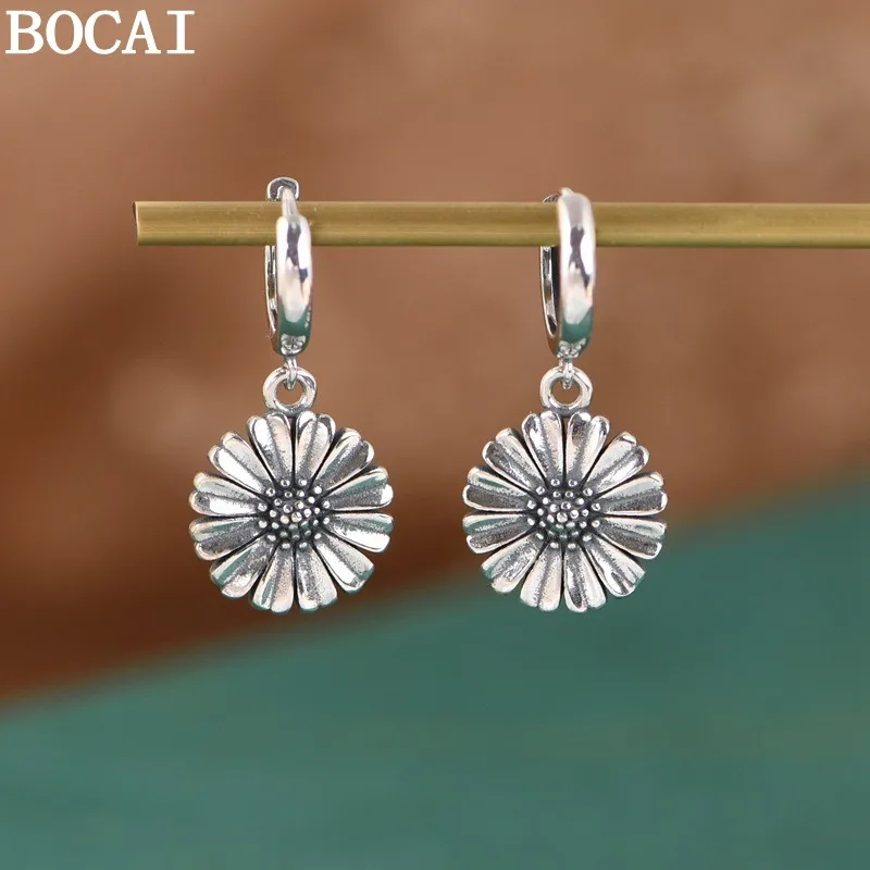 BOCAI S925 Sterling Silver Charm Drop Earrings for Women Retro Daisy Sunflowers Ear-drop Elephant Fashion Jewelry Wholesale
BOCAI S925 Sterling Silver Charm Drop Earrings for Women Retro Daisy Sunflowers Ear-drop Elephant Fashion Jewelry Wholesale