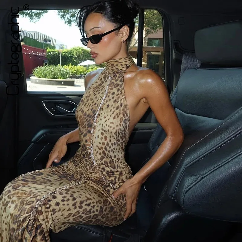Fashion Halter Leopard Sexy Backless Maxi Dress Women Club Outfits Bandage Embellished Long Dresses Robe Clothes
Fashion Halter Leopard Sexy Backless Maxi Dress Women Club Outfits Bandage Embellished Long Dresses Robe Clothes