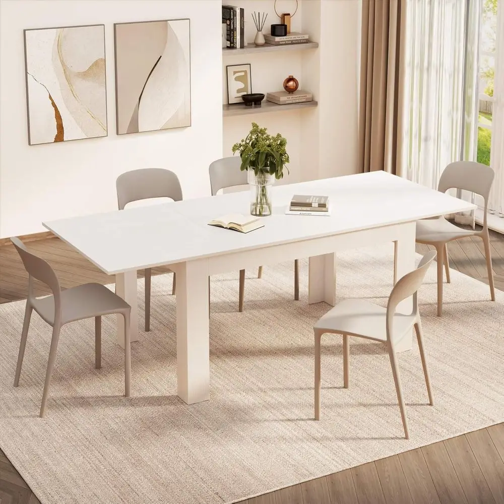 Expandable White Ashwood Dining Table, Seats 6-8, Suitable for Kitchen or Dining Area
Expandable White Ashwood Dining Table, Seats 6-8, Suitable for Kitchen or Dining Area