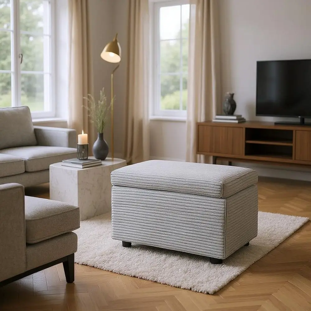 25 Rectangular Storage Stool, Corduroy Fabric, MultiFunctional Footstool
25 Rectangular Storage Stool, Corduroy Fabric, MultiFunctional Footstool