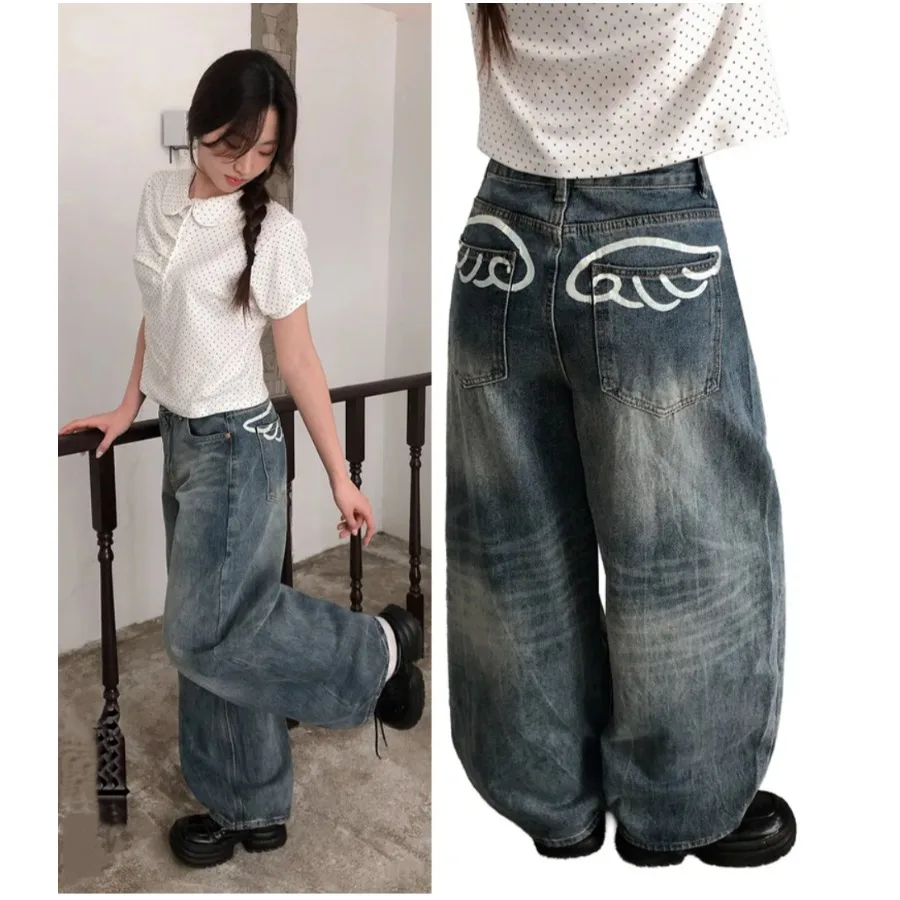 Retro Print Design Women's Straight Leg Jeans Long Pants High Waist Wide Leg Blue Cotton Casual High Waist Jeans
Retro Print Design Women's Straight Leg Jeans Long Pants High Waist Wide Leg Blue Cotton Casual High Waist Jeans
