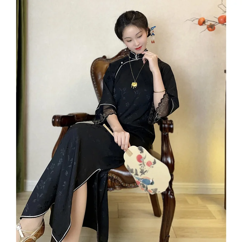 Традиционное длинное ципао Bla Peony Young Ele Sle для весны и осени, облегающее, на каждый день, с низким разрезом
Традиционное длинное ципао Bla Peony Young Ele Sle для весны и осени, облегающее, на каждый день, с низким разрезом