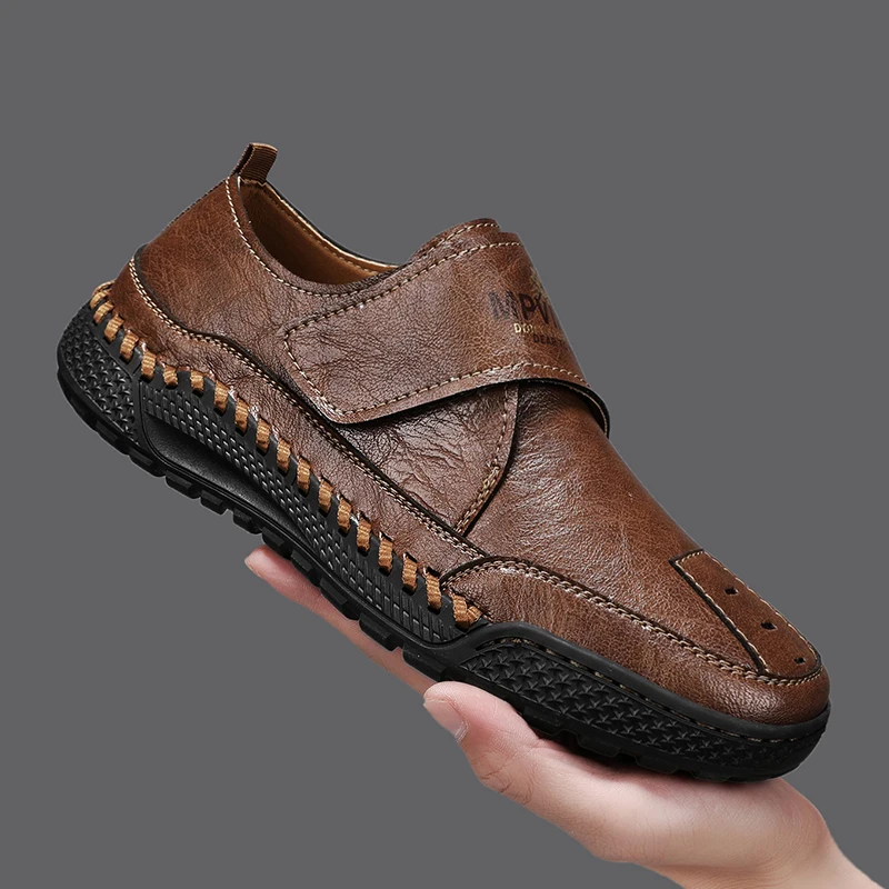 Fashionable Leather Men's Casual Shoes Round-toed Velcro Walking Shoes Soft-soled Anti-slip and Wear-resistant Office Shoe Male
Fashionable Leather Men's Casual Shoes Round-toed Velcro Walking Shoes Soft-soled Anti-slip and Wear-resistant Office Shoe Male