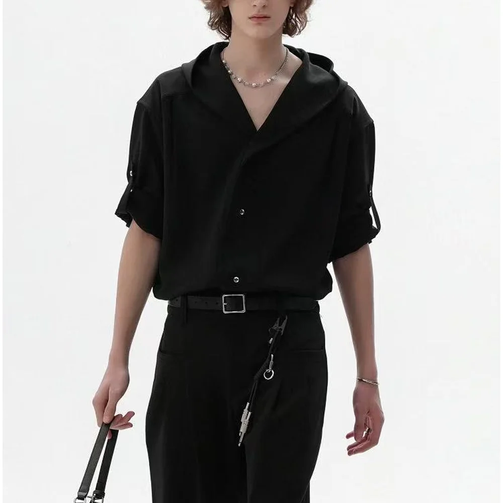 Men's Hooded Short Sleeve Shirt Oversized Casual Button Up Shirt Gothic Streetwear Summer Top 2026 New
Men's Hooded Short Sleeve Shirt Oversized Casual Button Up Shirt Gothic Streetwear Summer Top 2026 New