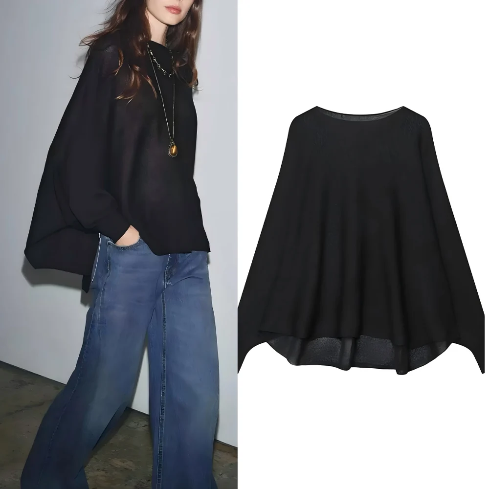 Women's autumn fashion asymmetrical hem loose versatile flat needle knitted top retro long sleeved women's pullover chic top
Women's autumn fashion asymmetrical hem loose versatile flat needle knitted top retro long sleeved women's pullover chic top