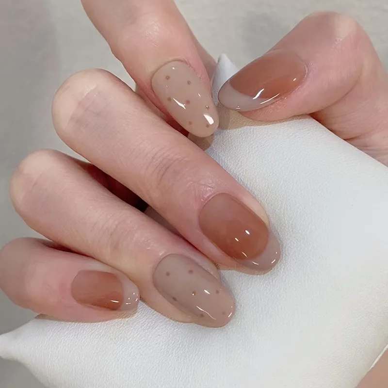 10pcs Cream Brown French Handmade Nails Polka Dots Press on Nail Short Almond Full Coverage Nail Tips for Women&Girl False Nail
10pcs Cream Brown French Handmade Nails Polka Dots Press on Nail Short Almond Full Coverage Nail Tips for Women&Girl False Nail
