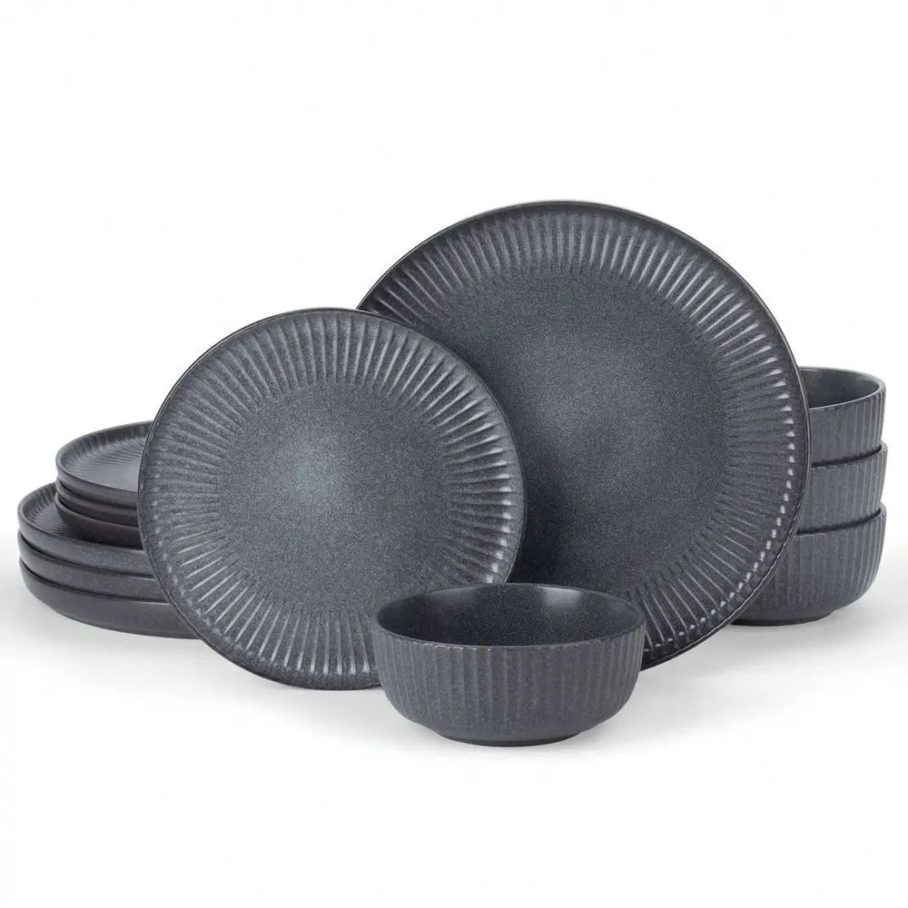 12 Pieces Dinnerware Sets, Plates And Bowls Dish Set Of 4, Ribbed Textured Tableware Dishwasher Microwave Friendly, Chip c
12 Pieces Dinnerware Sets, Plates And Bowls Dish Set Of 4, Ribbed Textured Tableware Dishwasher Microwave Friendly, Chip c