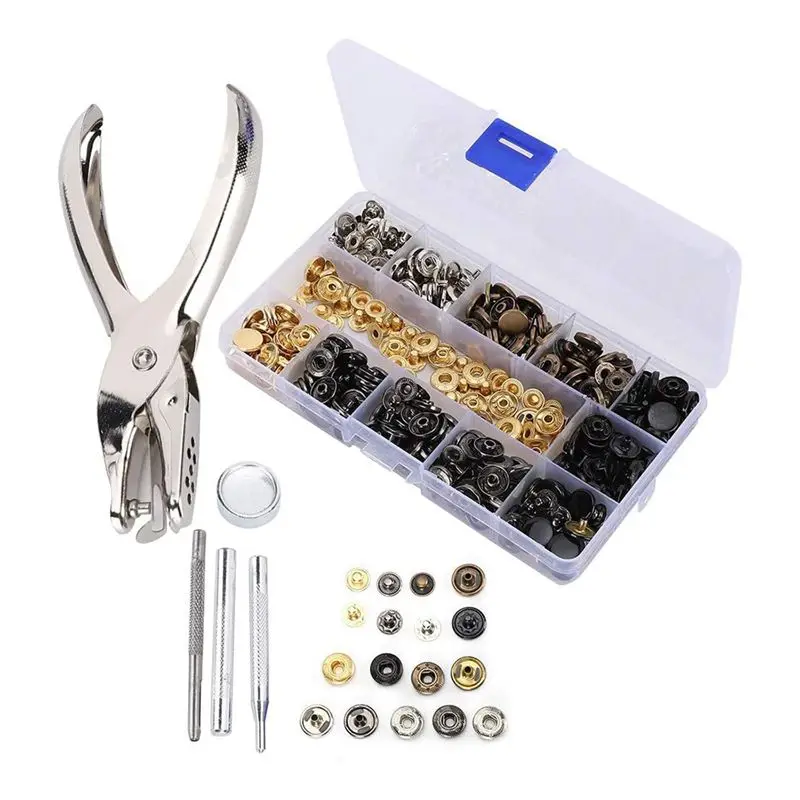 A01F-120 Set Snap Fastener Kit Leather 6 Color Metal Press Studs Installation Tools
A01F-120 Set Snap Fastener Kit Leather 6 Color Metal Press Studs Installation Tools