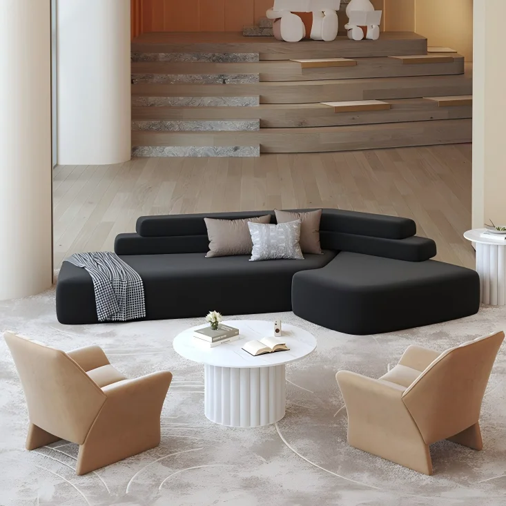 #Modern Minimalist Black Fabric L-Shaped Sectional Sofa Set With Coffee Table for Living Room Apartment Hotel Lobby Furniture
#Modern Minimalist Black Fabric L-Shaped Sectional Sofa Set With Coffee Table for Living Room Apartment Hotel Lobby Furniture