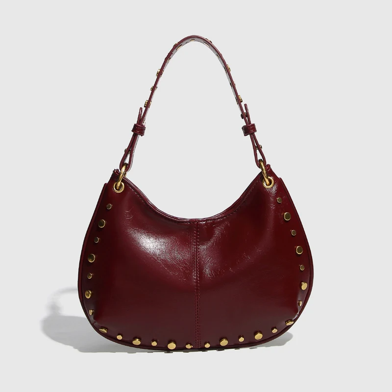 Fashion Rivet Women Shoulder Bags Designer Halfmoon Lady Handbags Luxury Pu Leather Chains Crossbody Bag Trend Underarm Bag 2025
Fashion Rivet Women Shoulder Bags Designer Halfmoon Lady Handbags Luxury Pu Leather Chains Crossbody Bag Trend Underarm Bag 2025