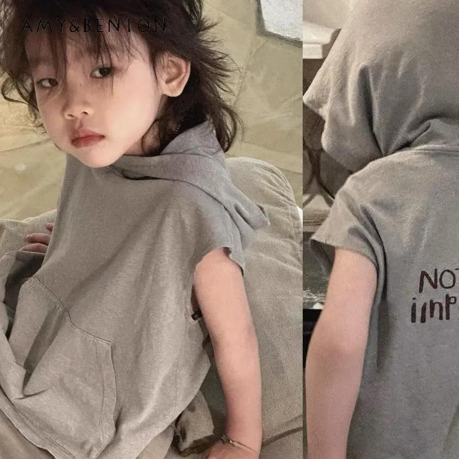 Street Style Handsome Boys Thin Solid Sleeveless Hooded T-shirt Kids Summer New Wear Cool Boy American Style Sporty Daily Vest
Street Style Handsome Boys Thin Solid Sleeveless Hooded T-shirt Kids Summer New Wear Cool Boy American Style Sporty Daily Vest