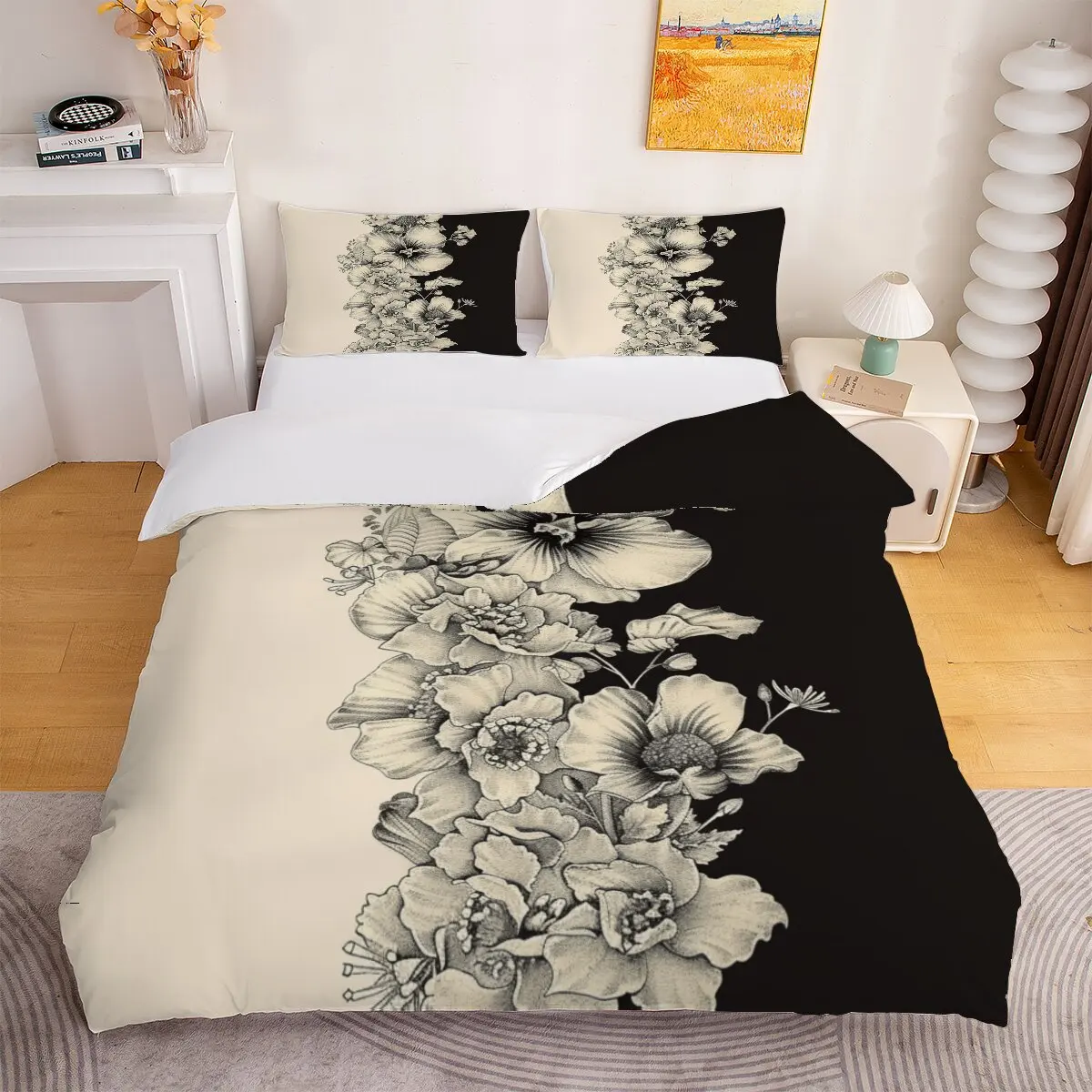 White flower pattern Duvet size Flower decoration 1 duvet cover and 2 pillowcases
White flower pattern Duvet size Flower decoration 1 duvet cover and 2 pillowcases