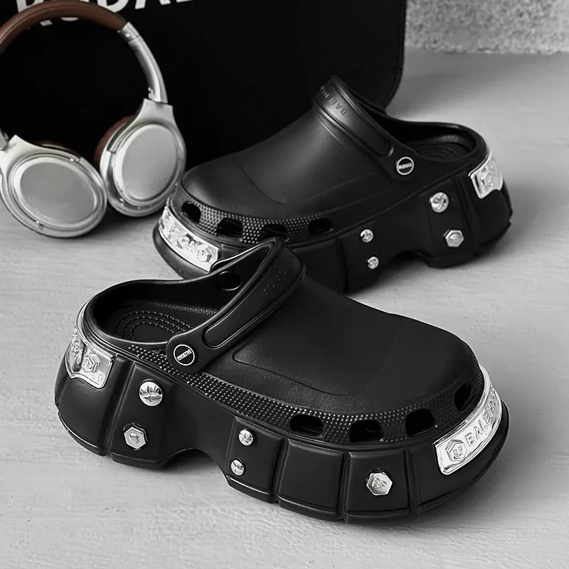 Men's Fashion Sandals with Metal Rivets Hollowed Out Design Thick Sole Soft Anti Slip Trendy Flip Flops Shoes for Men and Women
Men's Fashion Sandals with Metal Rivets Hollowed Out Design Thick Sole Soft Anti Slip Trendy Flip Flops Shoes for Men and Women