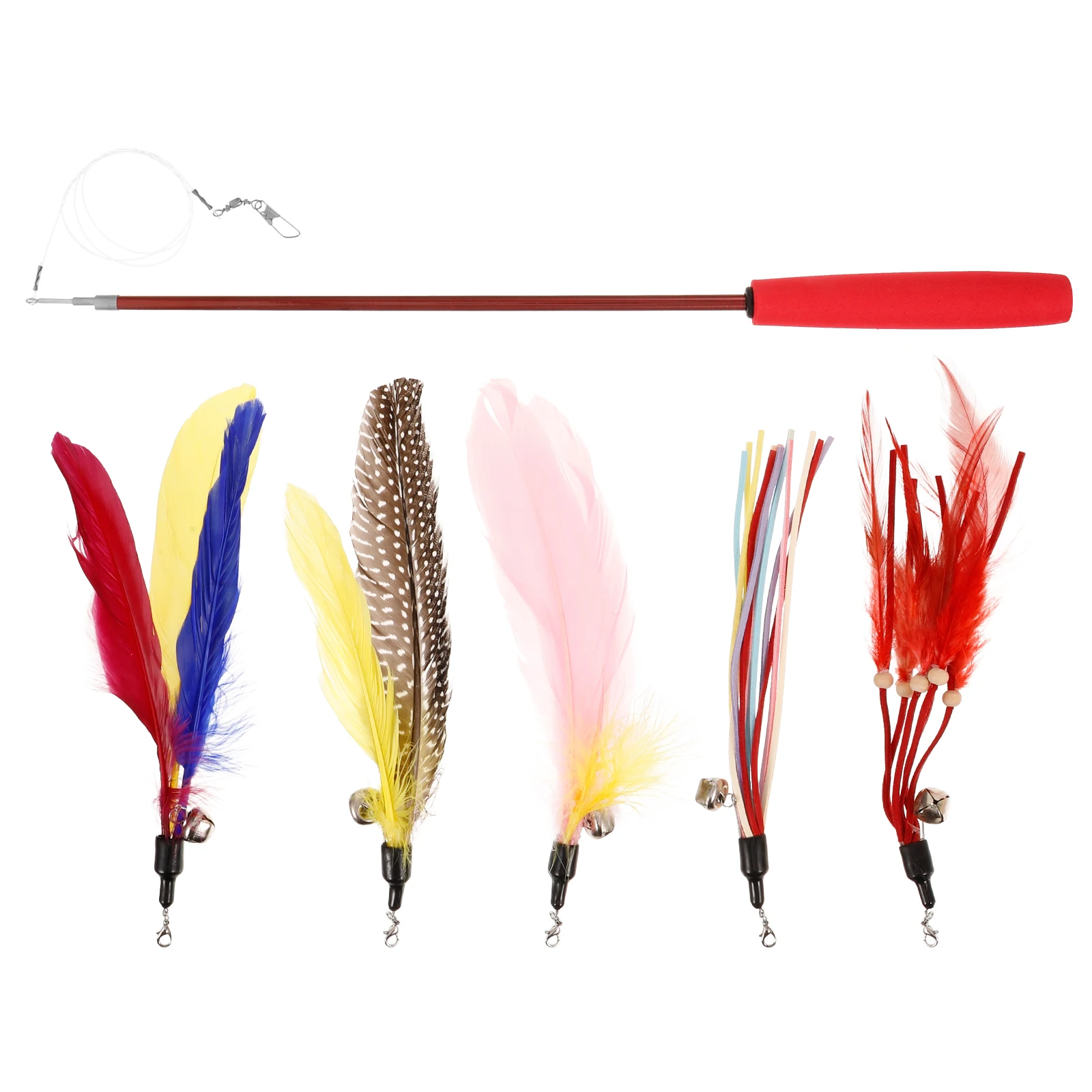 6Pcs Cat Teasing Wands Adjustable Stick Interactive Kitten Activity Supplies Set Cat Teaser Kitten Teaser 
6Pcs Cat Teasing Wands Adjustable Stick Interactive Kitten Activity Supplies Set Cat Teaser Kitten Teaser