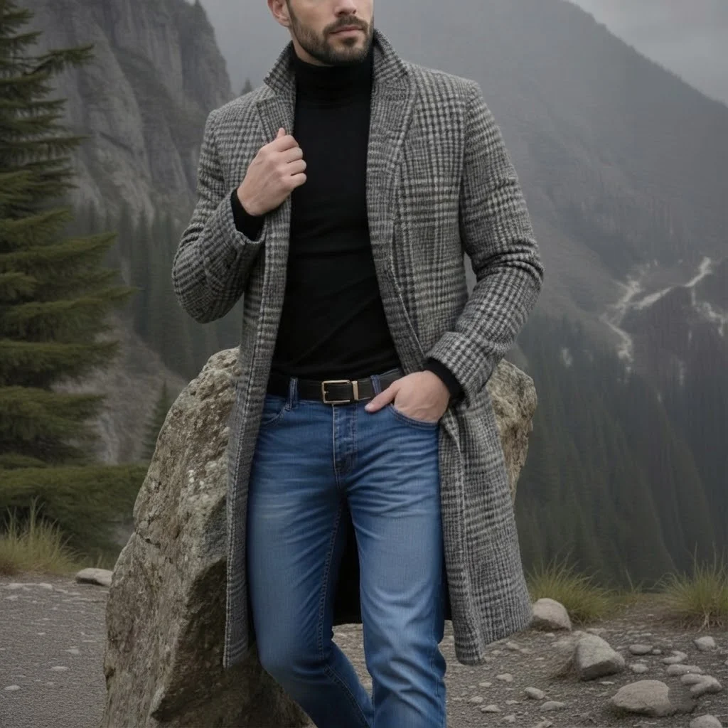 Classic Men's Checkered Woolen Overcoat Slim Single-Breasted Winter Quilted Coat with Warm Lined Versatile Fashion Any Occasion
Classic Men's Checkered Woolen Overcoat Slim Single-Breasted Winter Quilted Coat with Warm Lined Versatile Fashion Any Occasion