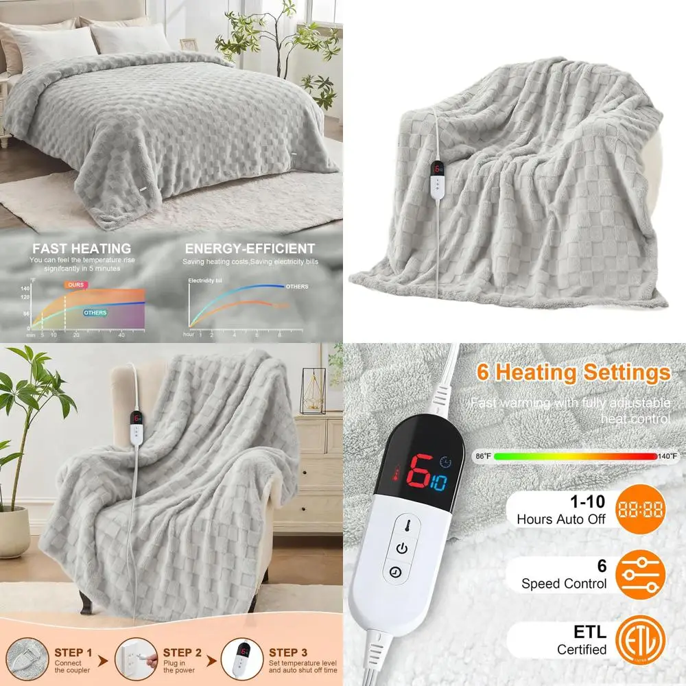 Full Size Electric Heated Blanket - 72x84 Jacquard Sherpa, 6 Heat Levels, 10-Hour Auto Shut-Off, Overheat Protection, Light Gray
Full Size Electric Heated Blanket - 72x84 Jacquard Sherpa, 6 Heat Levels, 10-Hour Auto Shut-Off, Overheat Protection, Light Gray