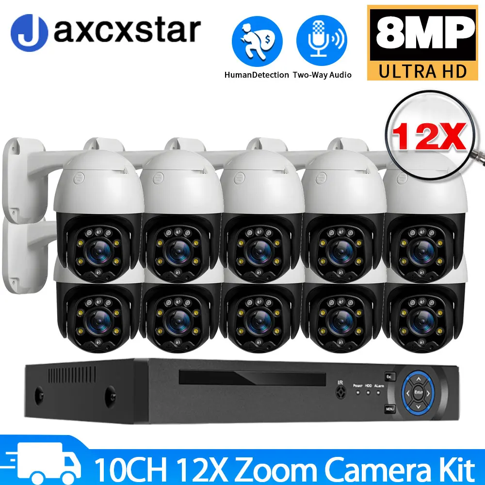 10CH 4K NVR 12X Zoom POE Auto Tracking 8MP PTZ Camera Kit Humanoid Person Motion Detection IP cccam Two Way Audio CCTV System
10CH 4K NVR 12X Zoom POE Auto Tracking 8MP PTZ Camera Kit Humanoid Person Motion Detection IP cccam Two Way Audio CCTV System