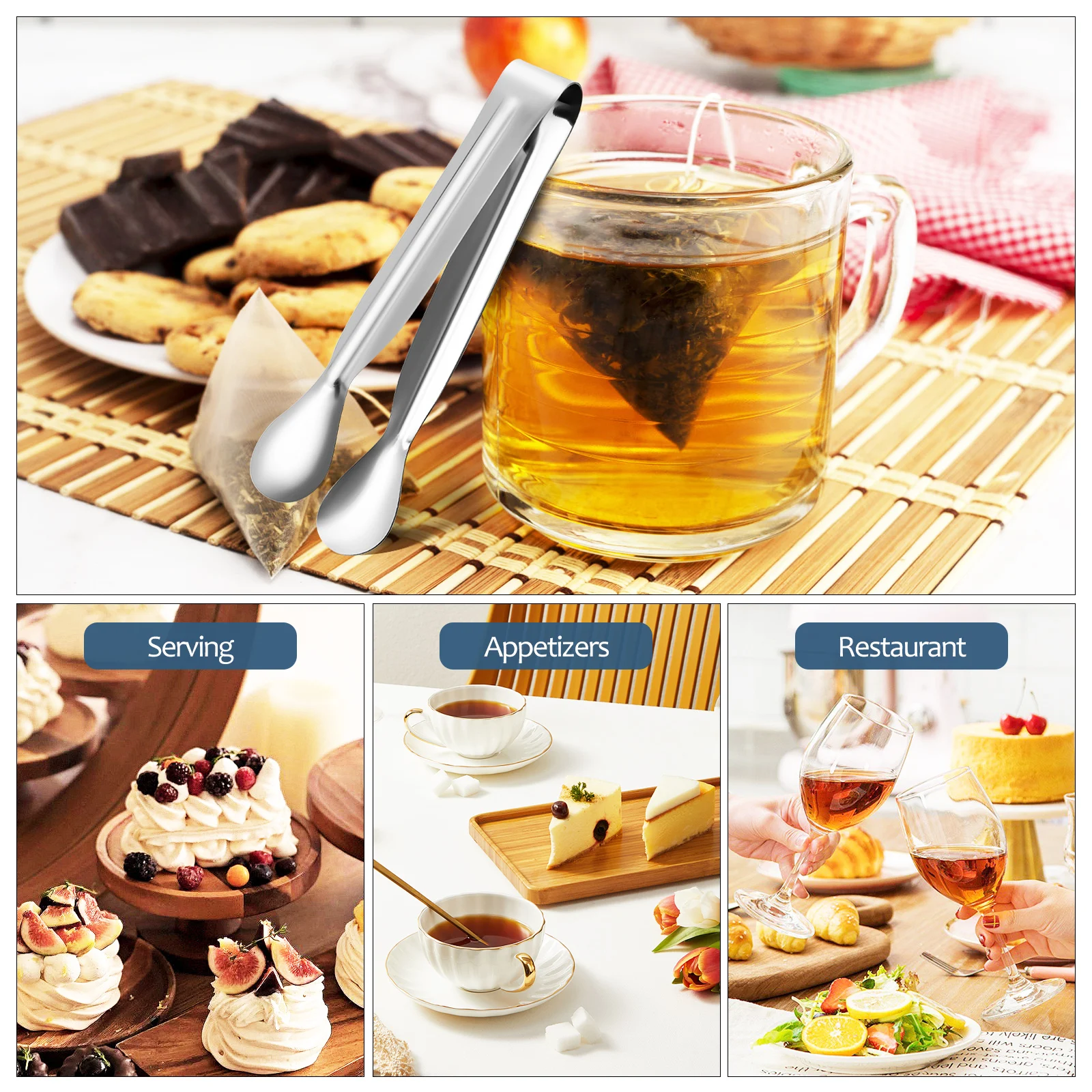 18 Pcs Mini Tongs for Serving Stainless Steel Pliers Appetizers Spaghetti Food Silver 
18 Pcs Mini Tongs for Serving Stainless Steel Pliers Appetizers Spaghetti Food Silver