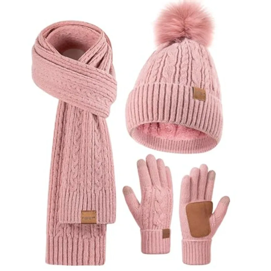 Winter Beanie Hat Scarf Gloves Set for Women Pom Pom Beanie Fleece Lined Knit Neck Warmer Touchscreen Gloves 3 in 1 Gift Set
Winter Beanie Hat Scarf Gloves Set for Women Pom Pom Beanie Fleece Lined Knit Neck Warmer Touchscreen Gloves 3 in 1 Gift Set