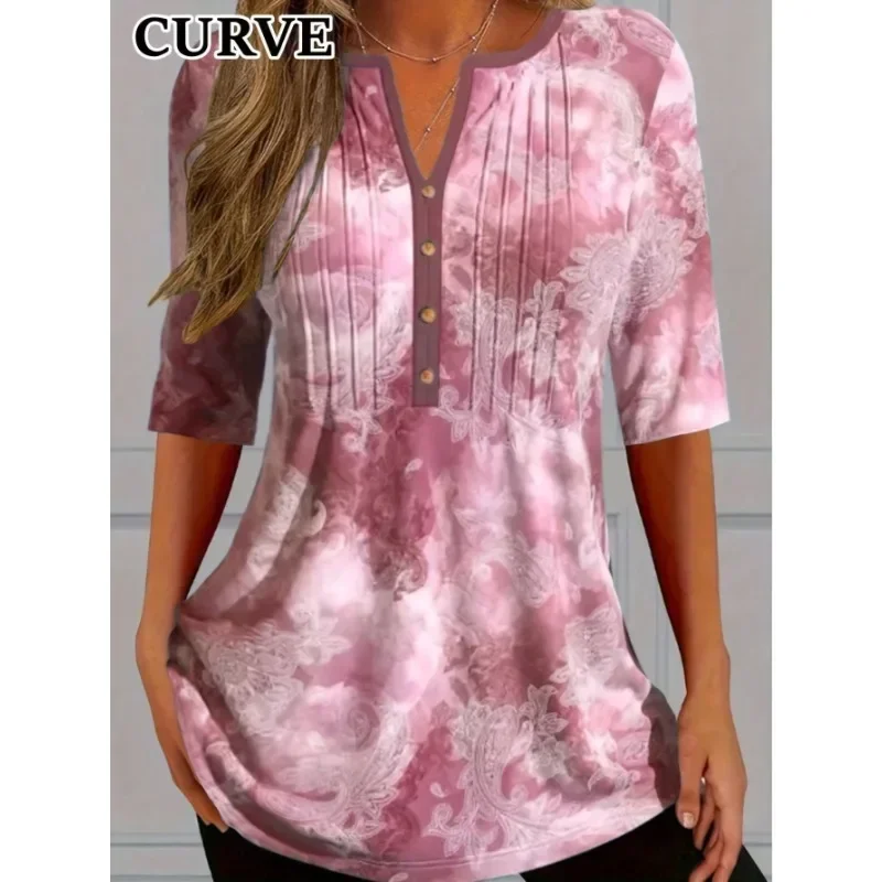 Plus Size 1XL-5XL Women'S V-Neck Button-Down T-Shirt Street Trend Top Fashion V-Neck Clothing Printed T-Shirt
Plus Size 1XL-5XL Women'S V-Neck Button-Down T-Shirt Street Trend Top Fashion V-Neck Clothing Printed T-Shirt