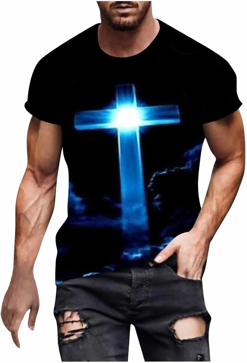 Jesus Cross 3D Graphic Print Men's T-Shirt Fashion Muscle Fit Crewneck Christian Religious Tops
Jesus Cross 3D Graphic Print Men's T-Shirt Fashion Muscle Fit Crewneck Christian Religious Tops