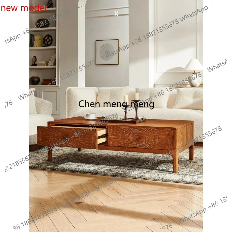 Medieval style, solid wood coffee table, simple modern living room, small apartment storage, retro two drawers
Medieval style, solid wood coffee table, simple modern living room, small apartment storage, retro two drawers