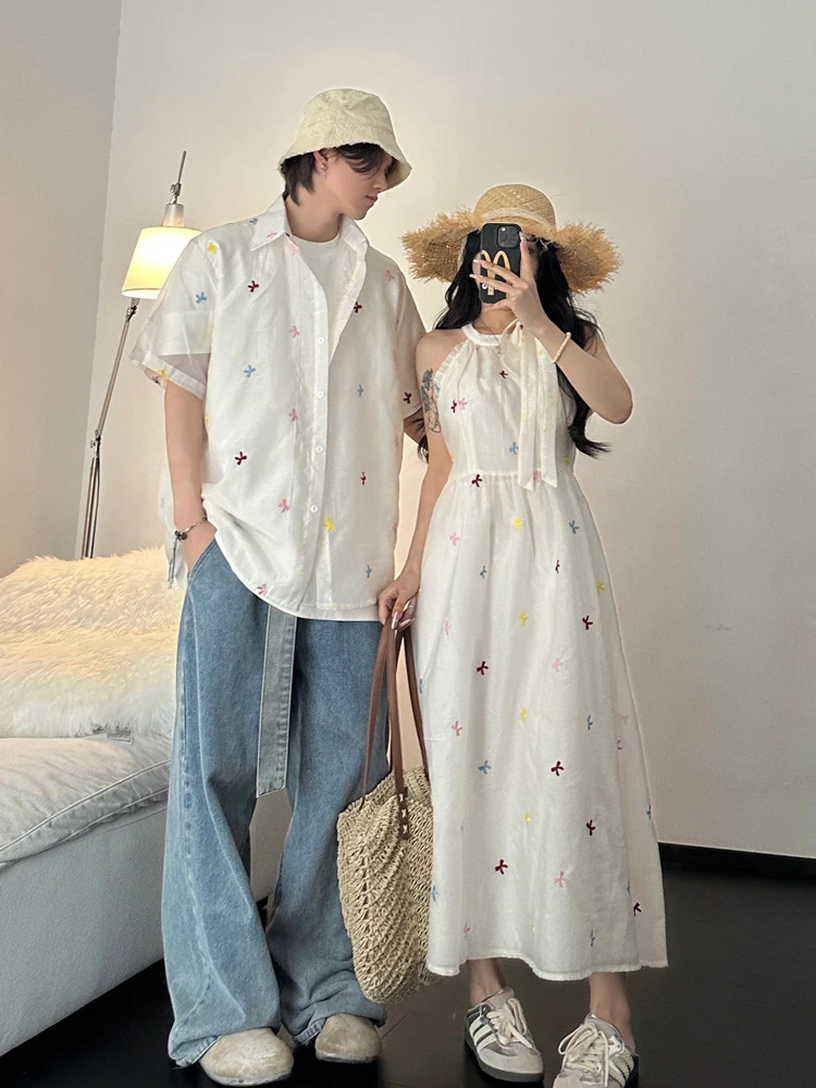 Summer Short Sleeve Shirt Couple's Outfit Beach Vacation Style Women's Dressy Neck Hanging Gown Men's Sweet Date Shirt
Summer Short Sleeve Shirt Couple's Outfit Beach Vacation Style Women's Dressy Neck Hanging Gown Men's Sweet Date Shirt