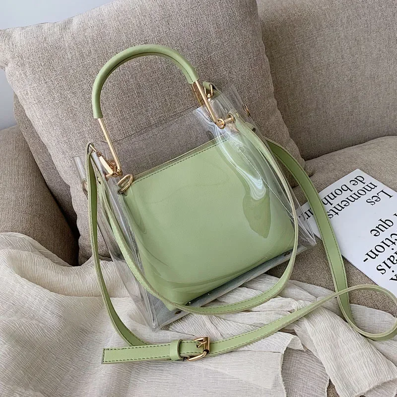 Fashion Transparent Women Shoulder Bag Jelly Candy Summer Beach Handbag for Female Messenger Bags Bolsa Totes Bucket Bag
Fashion Transparent Women Shoulder Bag Jelly Candy Summer Beach Handbag for Female Messenger Bags Bolsa Totes Bucket Bag