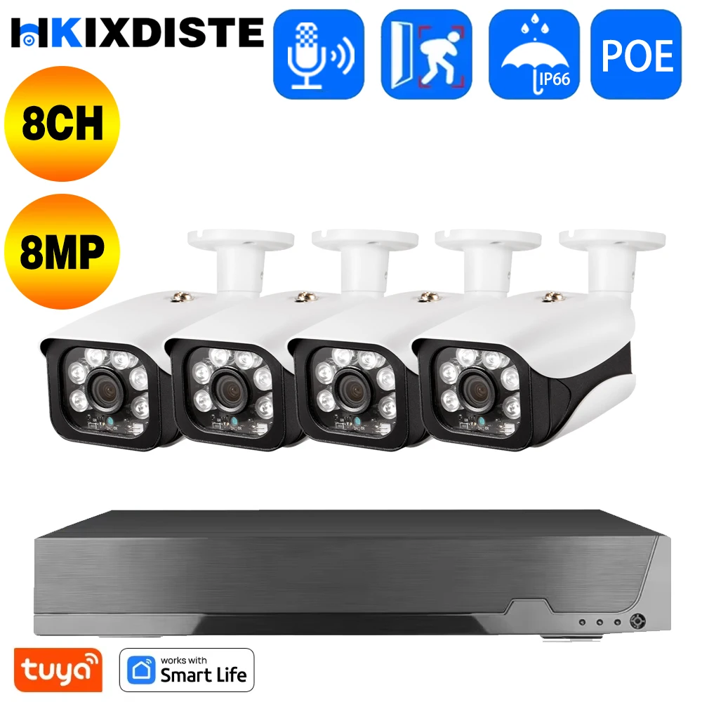 8CH 4K Tuya Smart Life 8MP POE Audio Video Surveillance Kit Monitor NVR Camera CCTV Security Metal Shell System IP66 Waterproof
8CH 4K Tuya Smart Life 8MP POE Audio Video Surveillance Kit Monitor NVR Camera CCTV Security Metal Shell System IP66 Waterproof
