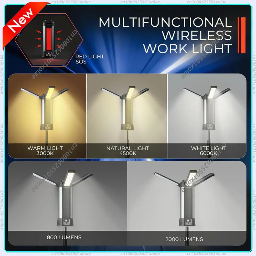 XHP50 LED Camping Light USB Rechargeable 6000mAh COB Work Light with Magnetic Stand and Retractable Tripod Display Screen
XHP50 LED Camping Light USB Rechargeable 6000mAh COB Work Light with Magnetic Stand and Retractable Tripod Display Screen