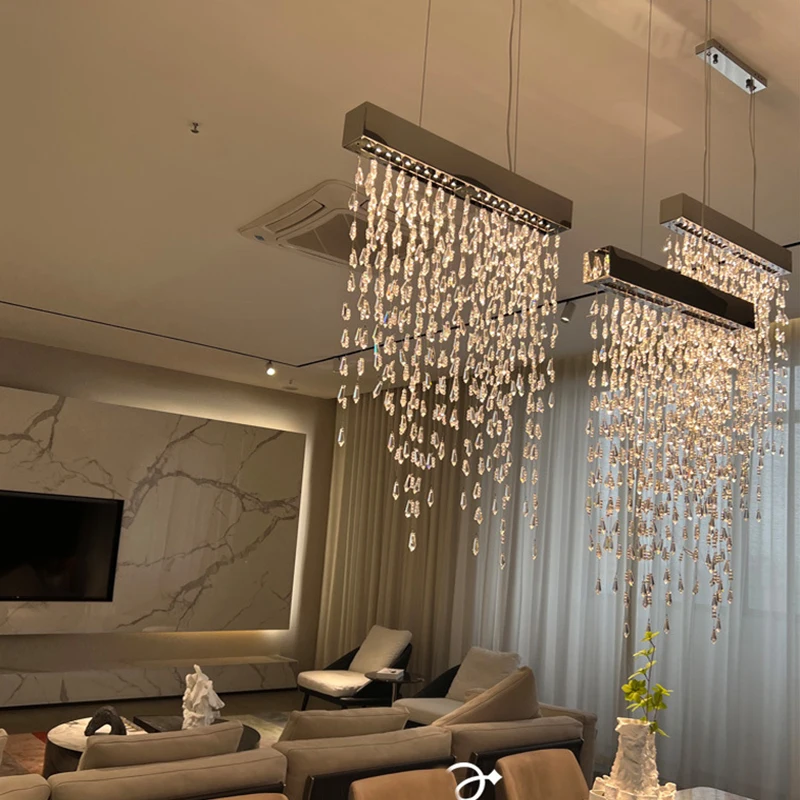 Modern Silver LED Crystal Tassel Hanging Chandelier, Glossy Living Room, Dining Room Indoor Ceiling Decorative Lighting.
Modern Silver LED Crystal Tassel Hanging Chandelier, Glossy Living Room, Dining Room Indoor Ceiling Decorative Lighting.