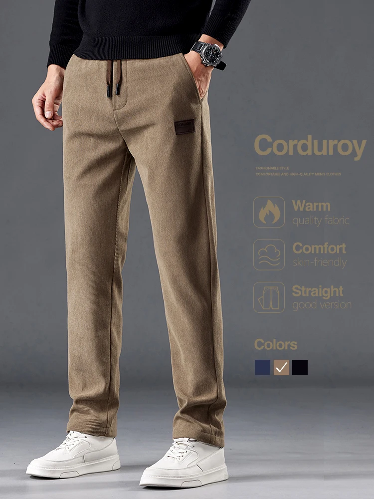 Мужские вельветовые брюки, осенние новые мягкие удобные модные корейские прямые брюки для бега с эластичной резинкой на талии, хаки, синий, черный
Мужские вельветовые брюки, осенние новые мягкие удобные модные корейские прямые брюки для бега с эластичной резинкой на талии, хаки, синий, черный