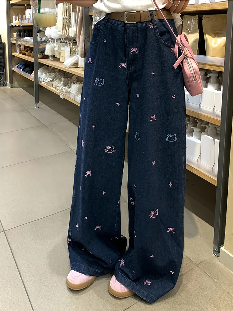 High Waist Wide Leg Denim Pants Embroidered Lace Double Layer Waist Kit Bow Knot Design American Sle Long Pants
High Waist Wide Leg Denim Pants Embroidered Lace Double Layer Waist Kit Bow Knot Design American Sle Long Pants