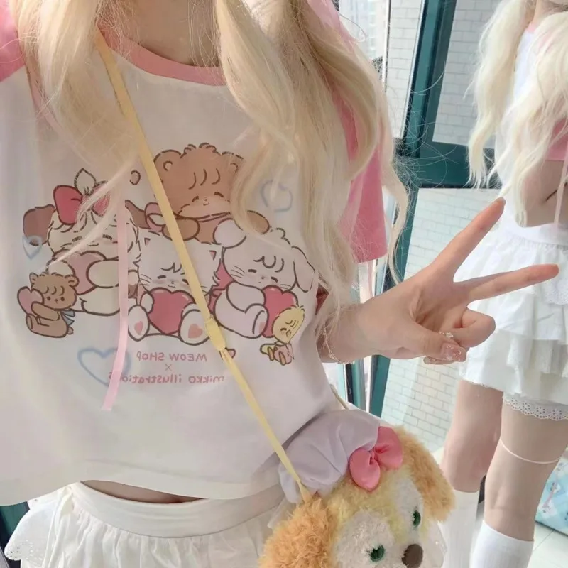 Kawaii Graphic Pink T Shirts Women Japanese Y2k Style Sweet Girl Cartoon Tees Cute Rabbit Print Short Sleeve Top Summer 2000s
Kawaii Graphic Pink T Shirts Women Japanese Y2k Style Sweet Girl Cartoon Tees Cute Rabbit Print Short Sleeve Top Summer 2000s