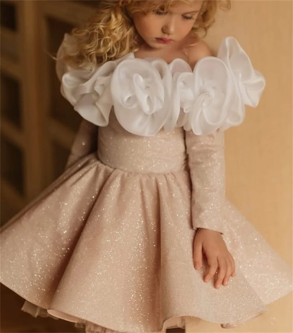 Pleat Strapless Princess Off The Shoulder Long Sleeve Flower Girl Dress Knee Length Formal First Communion Gown Customized 2025
Pleat Strapless Princess Off The Shoulder Long Sleeve Flower Girl Dress Knee Length Formal First Communion Gown Customized 2025