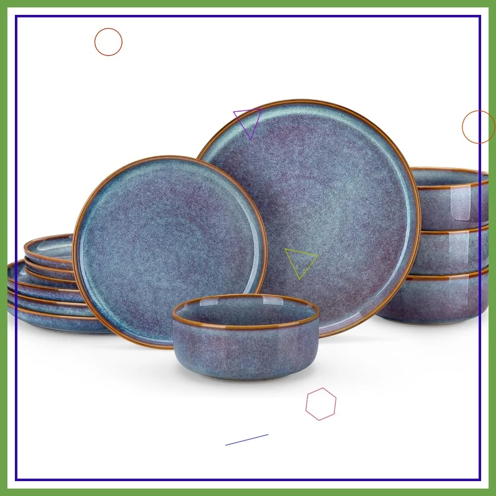 Набор посуды из 12 предметов с реактивной глазурью серо-голубого цвета на 4 персоны, тарелки и миски для кухни, пригодные для мытья в посудомоечной машине и использования в микроволновой печи
Набор посуды из 12 предметов с реактивной глазурью серо-голубого цвета на 4 персоны, тарелки и миски для кухни, пригодные для мытья в посудомоечной машине и использования в микроволновой печи