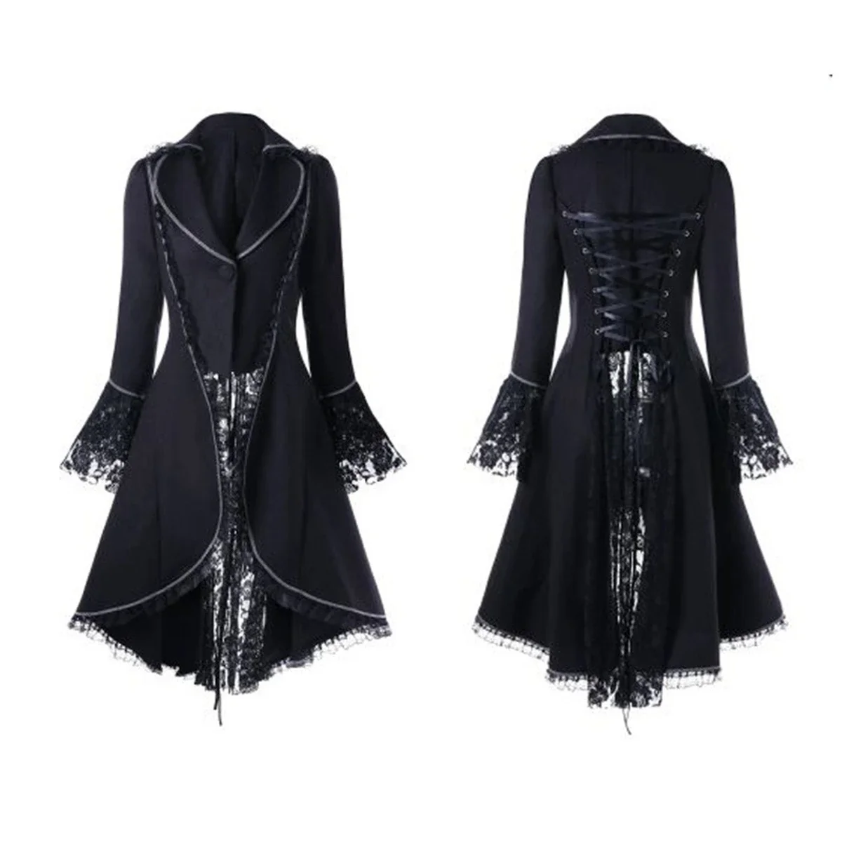 Women Girl Lady Vintage Gothic Victorian Medieval Long Sleeves Lace Tail Coat Swallowtail Jacket Halloween Cosplay Costume
Women Girl Lady Vintage Gothic Victorian Medieval Long Sleeves Lace Tail Coat Swallowtail Jacket Halloween Cosplay Costume