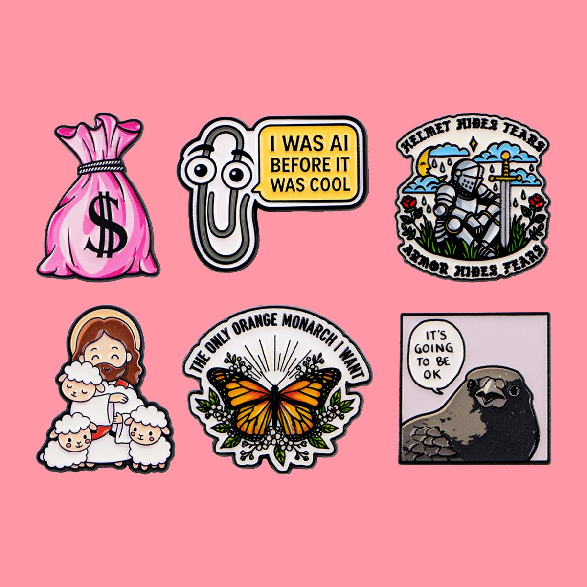 Jesus Sheep USD Symbol Enamel Pins Crow Butterfly Quotes Brooch Lapel Pin Badge on Clothing Accessories Fashion Jewelry Gifts
Jesus Sheep USD Symbol Enamel Pins Crow Butterfly Quotes Brooch Lapel Pin Badge on Clothing Accessories Fashion Jewelry Gifts
