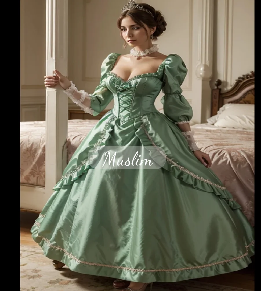 Шалфейное зеленое вечернее платье для косплея 1850-х годов, средневековое платье для выпускного вечера в стиле Ренессанс с длинными рукавами, атласный костюм горничной, вечерние герцогиня, гражданская война
Шалфейное зеленое вечернее платье для косплея 1850-х годов, средневековое платье для выпускного вечера в стиле Ренессанс с длинными рукавами, атласный костюм горничной, вечерние герцогиня, гражданская война