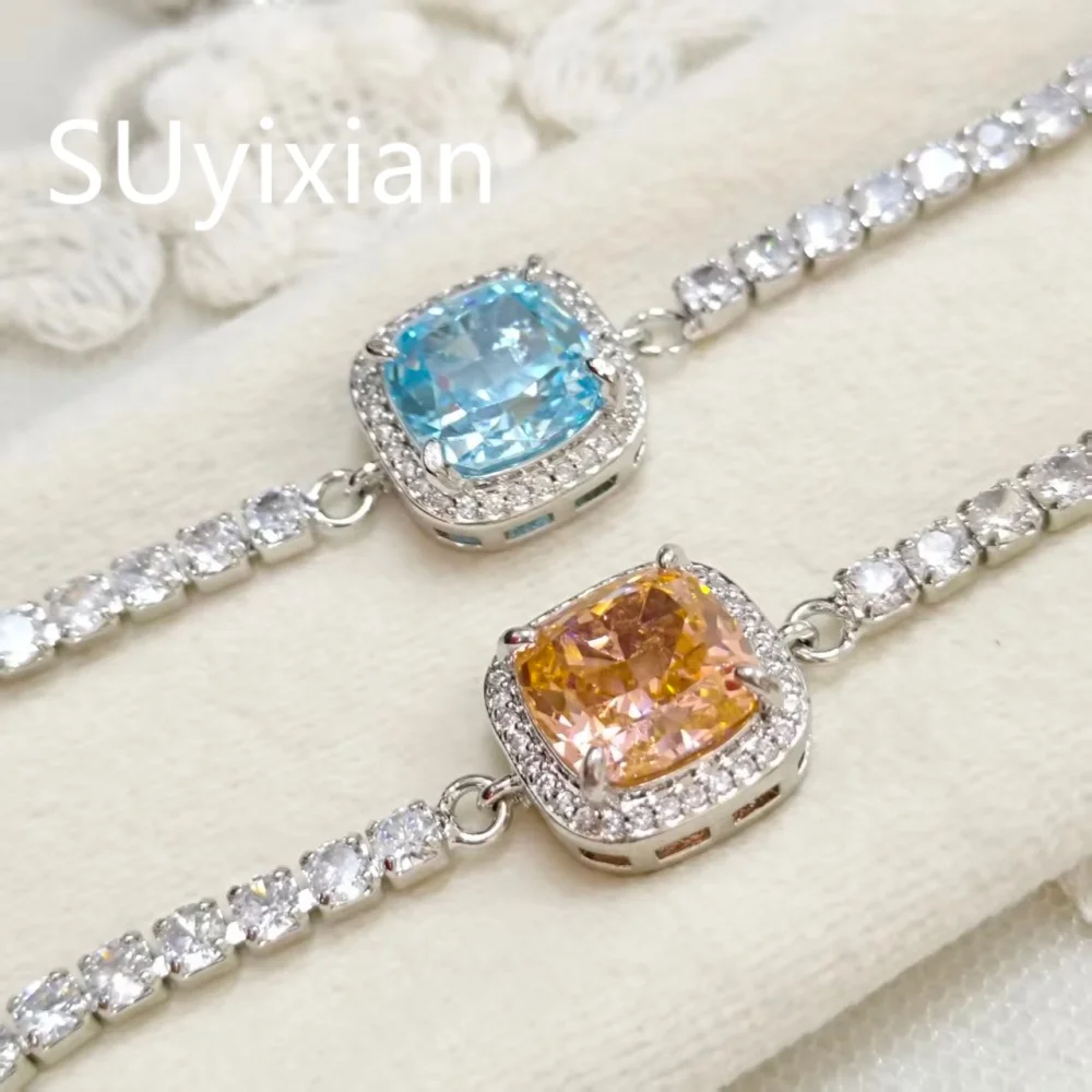 925 Sterling Silver Fashion Light Luxury Ice Flower Cut Crystal Zircon Princess Square Bracelet Women's Jewelry
925 Sterling Silver Fashion Light Luxury Ice Flower Cut Crystal Zircon Princess Square Bracelet Women's Jewelry