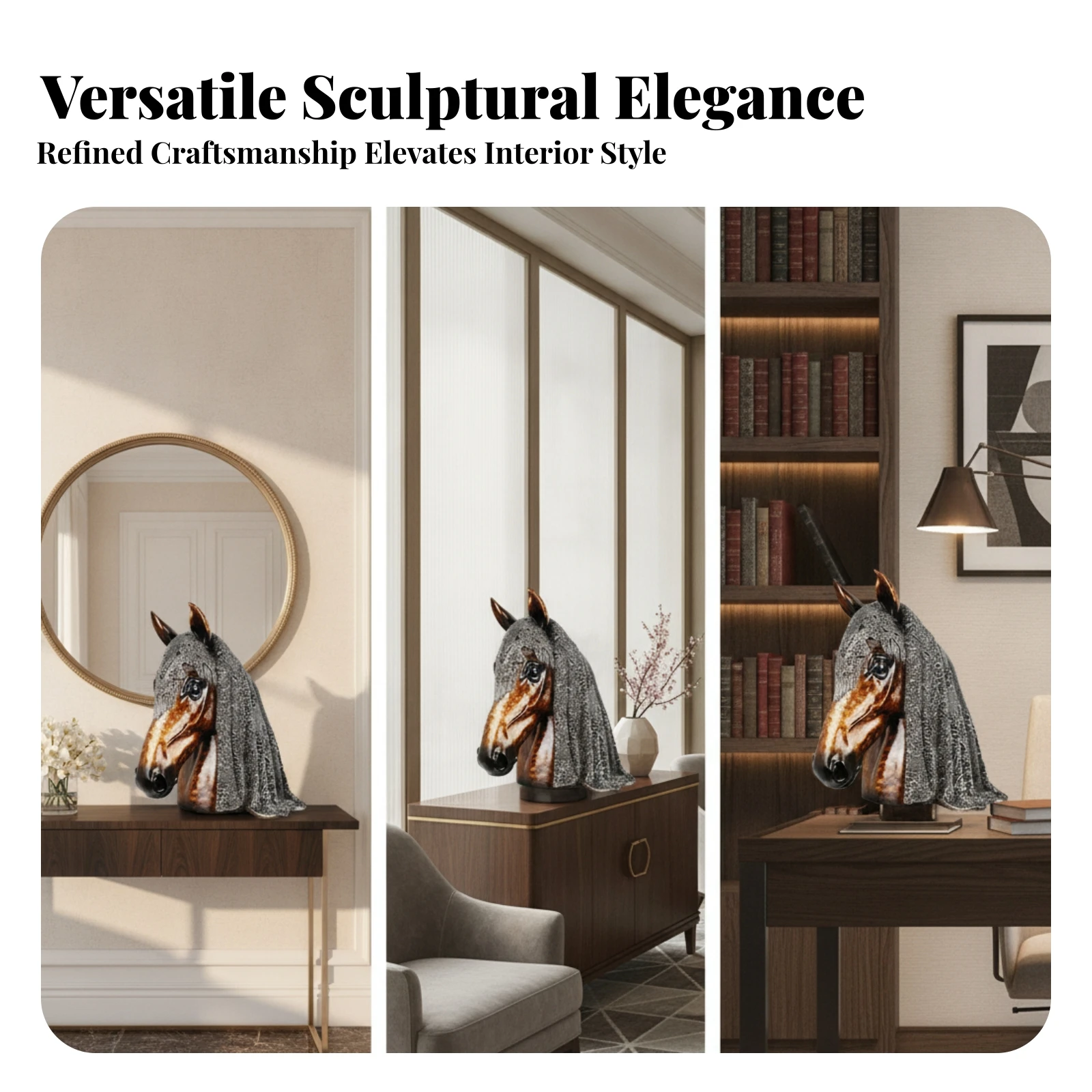 Horse Head Sculpture Lace-Like Texture Horse Head Bust Table Ornament Detailed Sculpting Glossy
Horse Head Sculpture Lace-Like Texture Horse Head Bust Table Ornament Detailed Sculpting Glossy