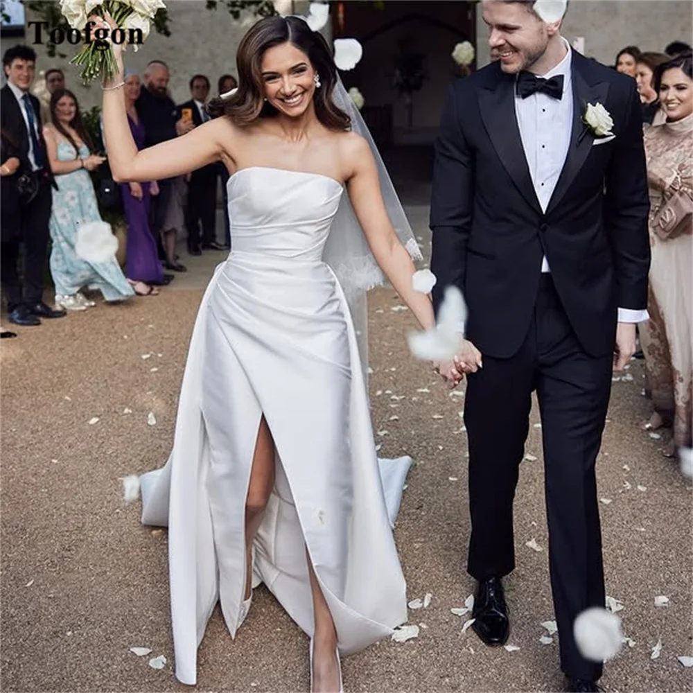 Toofgon 2 Pieces Satin Wedding Dresses Customized Detachable Train Bridal Gowns Slit Formal Party Wedding Photo Shoot Gown 2025
Toofgon 2 Pieces Satin Wedding Dresses Customized Detachable Train Bridal Gowns Slit Formal Party Wedding Photo Shoot Gown 2025