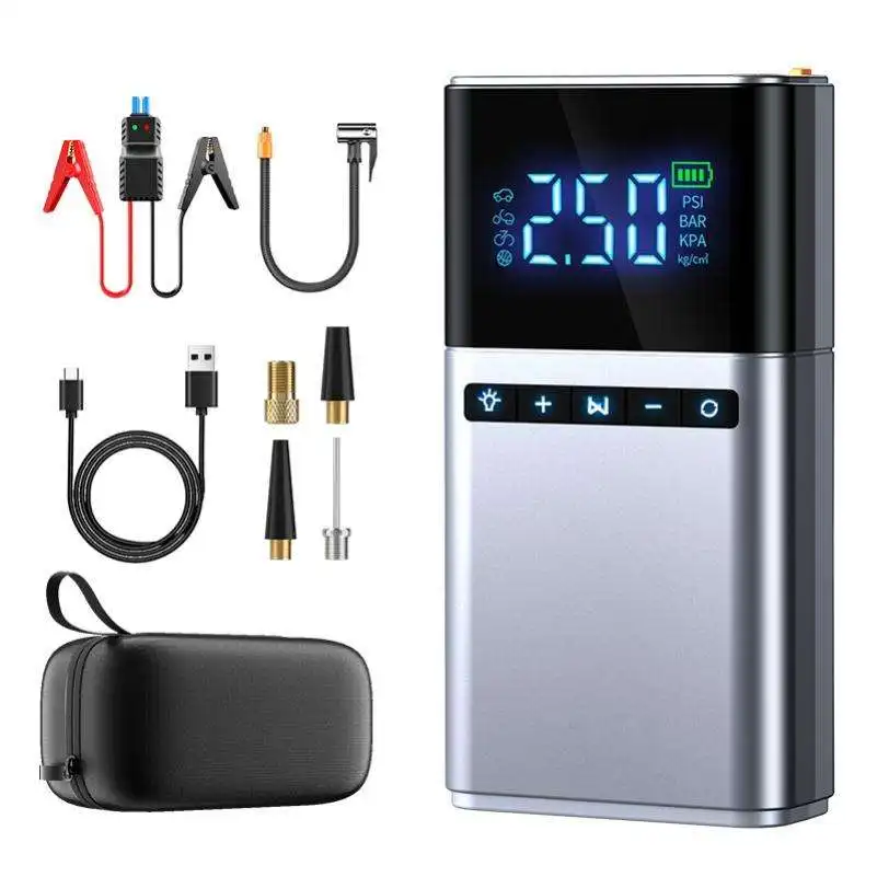 1200A Car Battery Portable Jump Starter 6000mAh 150PSI Tire Inflator Air Compressor Tire Pressure Monitor LCD Display For 12V
1200A Car Battery Portable Jump Starter 6000mAh 150PSI Tire Inflator Air Compressor Tire Pressure Monitor LCD Display For 12V
