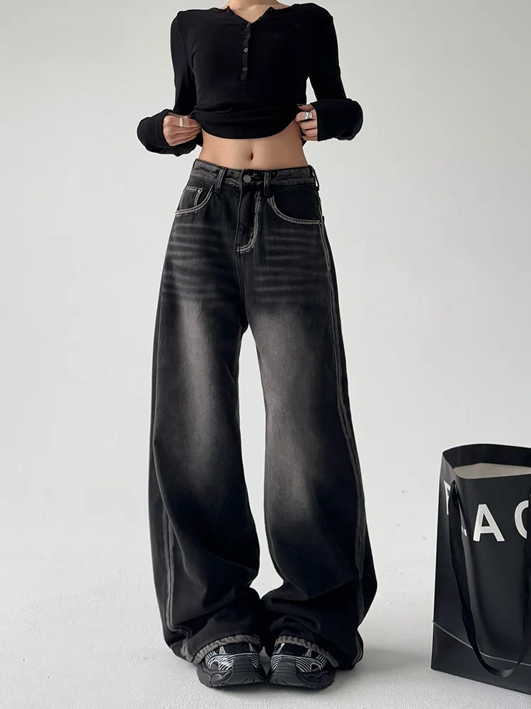 Casual High Waist Wide Leg Jeans Women's Loose Fit Color Blo Side Stripe Slimming Straight Leg Floor Length Trousers
Casual High Waist Wide Leg Jeans Women's Loose Fit Color Blo Side Stripe Slimming Straight Leg Floor Length Trousers