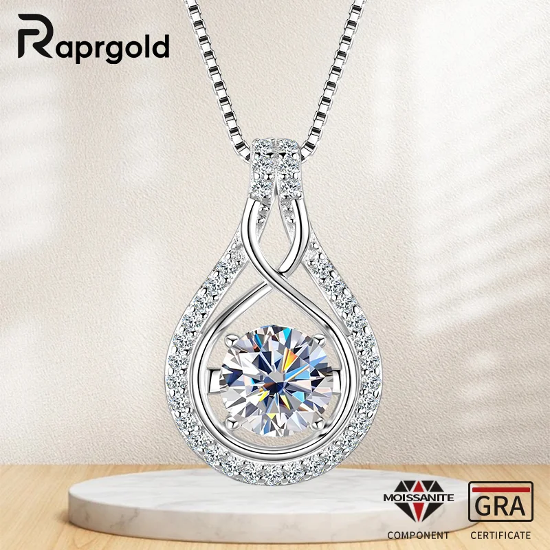 RAPRGOLD Certified 1CT Moissanite Infinity Water Drop Pendant Necklace Chains for Women 925 Sterling Silver Wedding Jewelry Gift
RAPRGOLD Certified 1CT Moissanite Infinity Water Drop Pendant Necklace Chains for Women 925 Sterling Silver Wedding Jewelry Gift