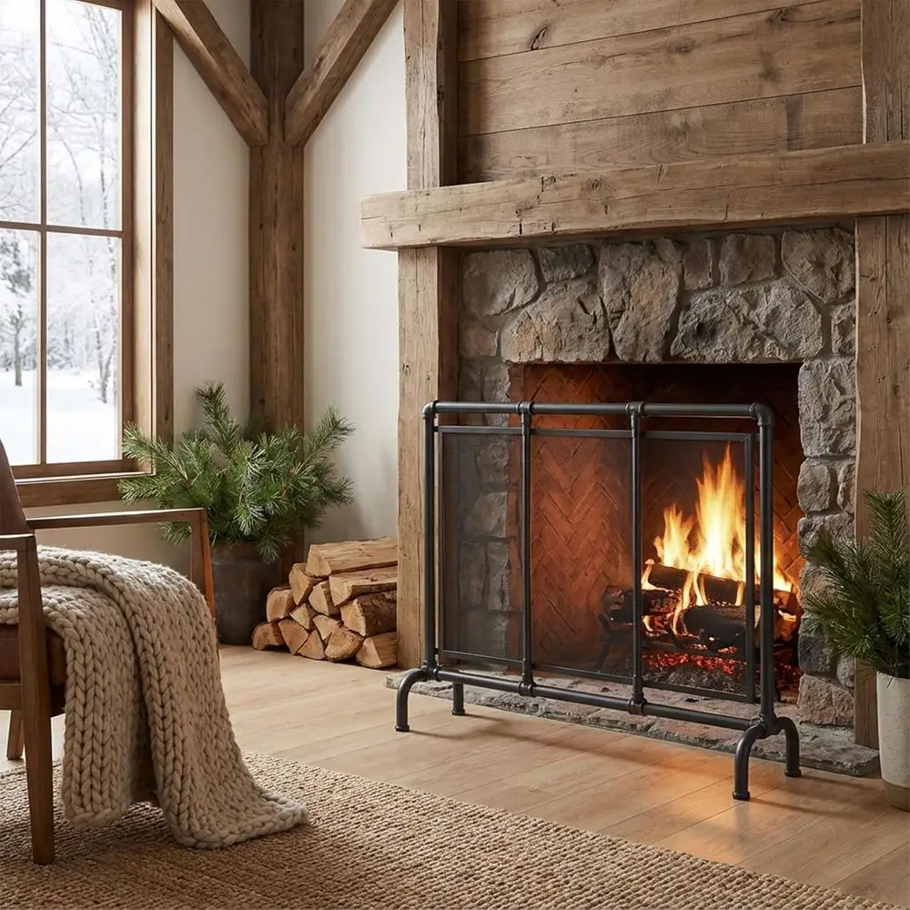 Matte Black Industrial Water Pipe Assembly for Wood or Electric Fireplaces, Rustic Decor Accent
Matte Black Industrial Water Pipe Assembly for Wood or Electric Fireplaces, Rustic Decor Accent