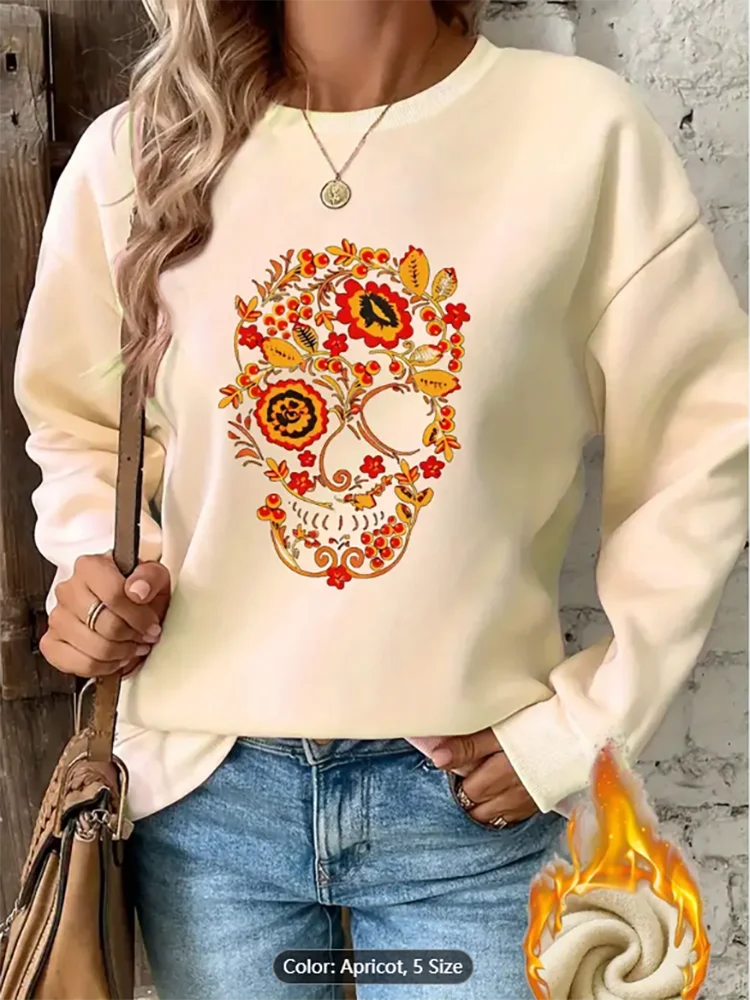 Женская толстовка с цветочным принтом черепа и графическим принтом на флисовой подкладке, повседневный пуловер большого размера, топ для острых любителей стиля, чистый хлопок
Женская толстовка с цветочным принтом черепа и графическим принтом на флисовой подкладке, повседневный пуловер большого размера, топ для острых любителей стиля, чистый хлопок