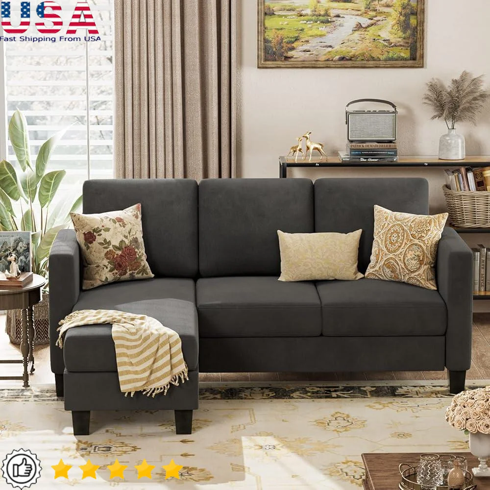 Convertible L-Shaped Sofa Couch Modern Linen Fabric 3 Seat Small Space Multi-Functional Living Room Ottoman Compact Design
Convertible L-Shaped Sofa Couch Modern Linen Fabric 3 Seat Small Space Multi-Functional Living Room Ottoman Compact Design