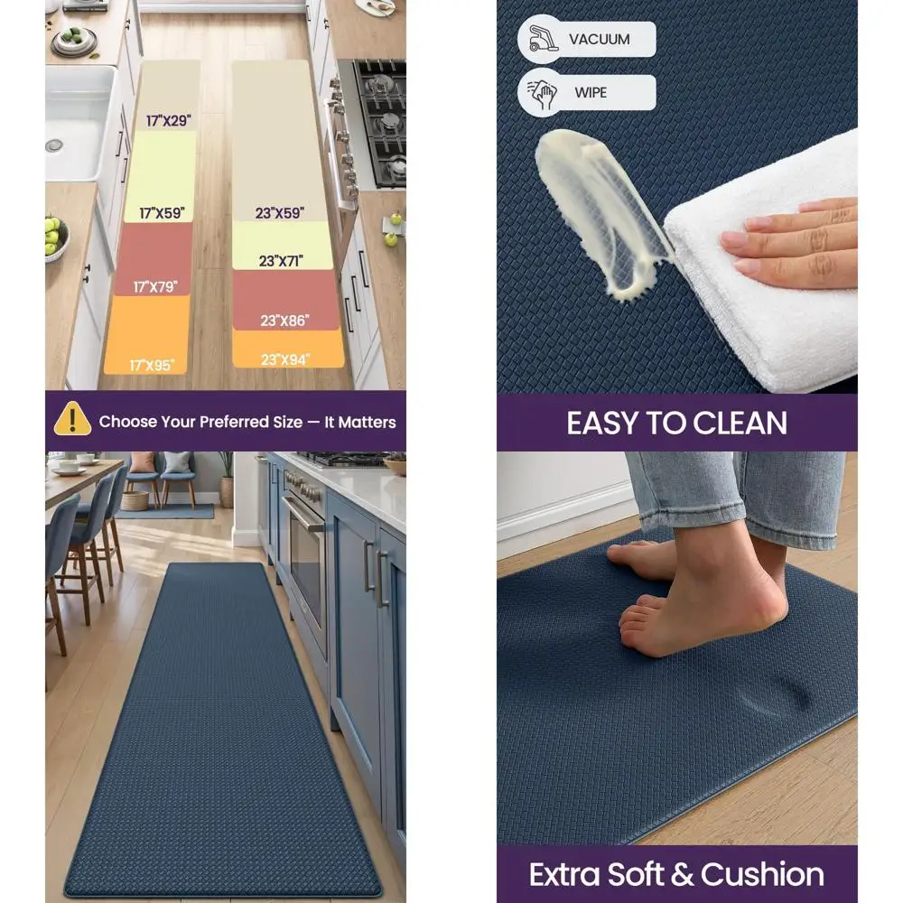 Anti-Fatigue Kitchen Floor Mats, 23x86, Large Waterproof Memory Foam Rug for Standing, Navy
Anti-Fatigue Kitchen Floor Mats, 23x86, Large Waterproof Memory Foam Rug for Standing, Navy